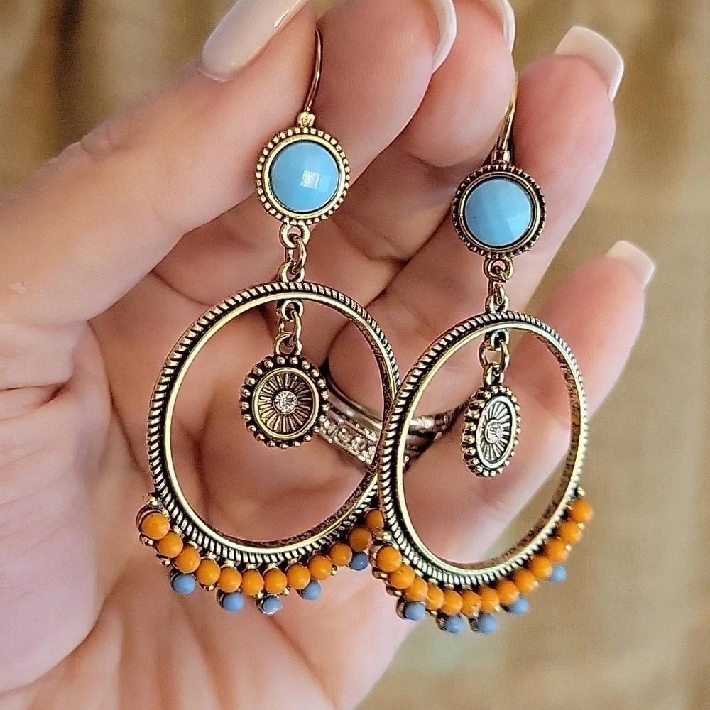 🔥LAST PAIR🔥 Bohemian Bead Drop Hoop Earrings
